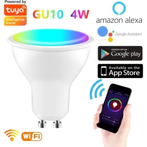 4W WiFi Smart Light Bulb GU10 LED RGB Lamp Work With Alexa/Google Home 85-265V RGB+White Dimmable Timer Function Magic Bulb