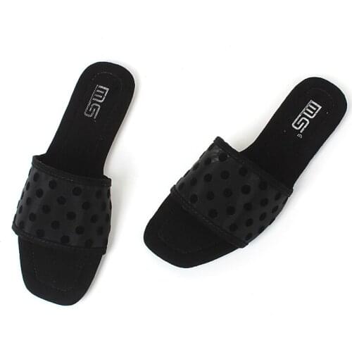 Ladies shoes 2020 summer breathable square toe new fashion slippers comfortable outside flats rubber outsole casual 1cm 34-41