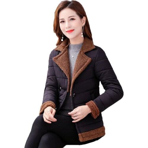 Winter Womens Jackets Double-Breasted Cardigan Cotton Female Coats Middle-Aged Elderly Mothers Plus Size 6XL OuterwearA71