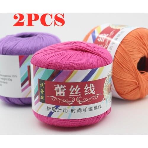 2pcs 100% Lace Cotton Yarn Yarn For Hand Knitting Fine Soft Thin Organic Yarn Dye Colorful Yarn Crochet 1.0mm