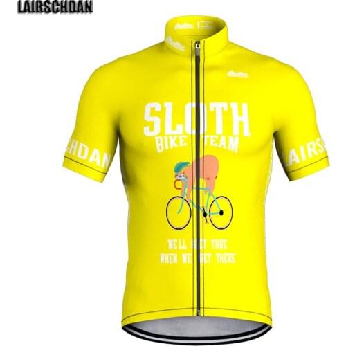 SPTGRVO 2021 Breathable Short Sleeve Cycling Jersey Mountain Bike Breathable Tops Full Zipper Bicycle Shirt For Men Yellow Ropa