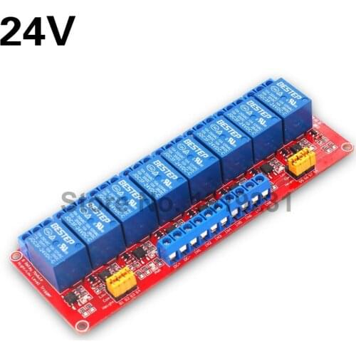 24V 8 Channel Relay Module High and Low Level Optocoupler Isolation Relay Module