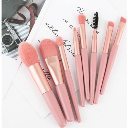 8pcs/set girls blush concelar powder makeup brush matte paint wooden handle travel makeup brush set beauty eye face makeup tools
