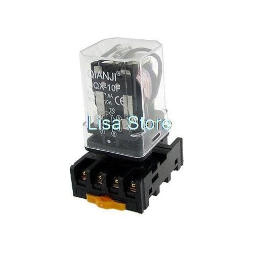 AC 220V Coil General Relay DPDT 8 Pin 2 NO 2 NC JQX-10F 2Z w Base Socket