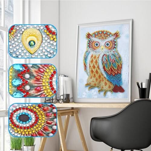 Animal Owl pattern Special Shaped Diamond Painting DIY 5D Partial Drill Cross Stitch Kits Crystal Multicolor diamand embroidery