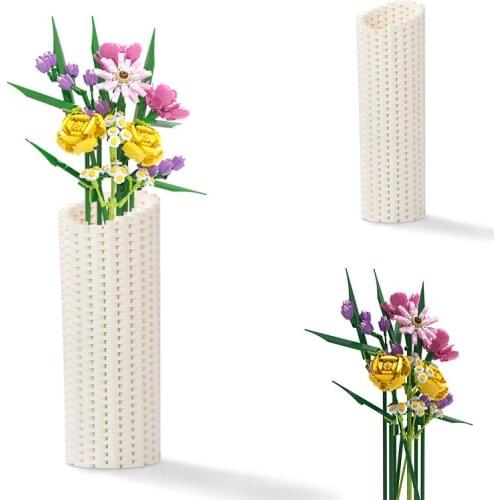 MOC Flower Arrangement Art Building Block Model Romantic Rose Flower Plant Potted Vase Bricks Kids Girl Childrens Toys Gifts