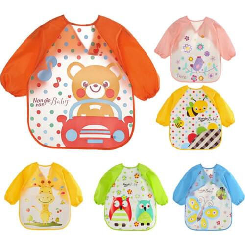 Baby Bibs Waterproof Long Sleeve Apron Children Feeding Smock Bib Burp Clothes Soft Eat Baby Bibs Waterproof Kid Eating Clothing