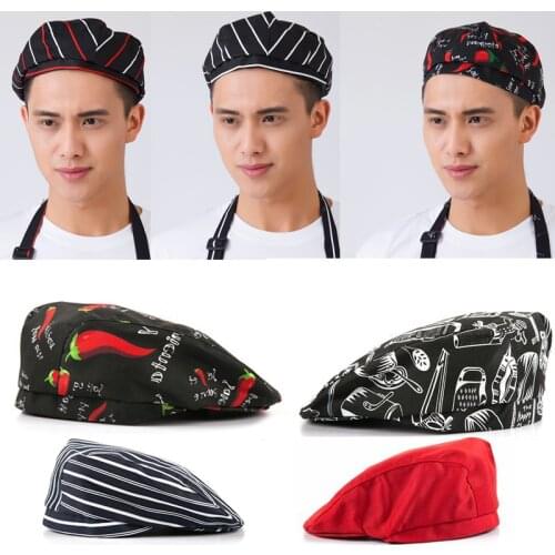 Chef Cook Baking Cap Hats Cafe Bar Waiter Beret Hat Restaurant Hotel Workwear Kitchen Men Women Forward Work Cap