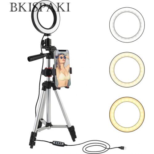 Photography Dimmable LED Studio Camera Selfie Ring Light Youtube Video Live 3500-5500k Makeup Light With Phone Holder USB Plug