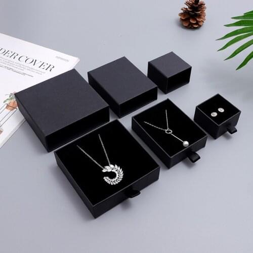 Jewelry packaging Custom LOGO design Box Necklace Bracelet Earrings Jewelry Packaging Display black10pcs jewelry Smoked pull box
