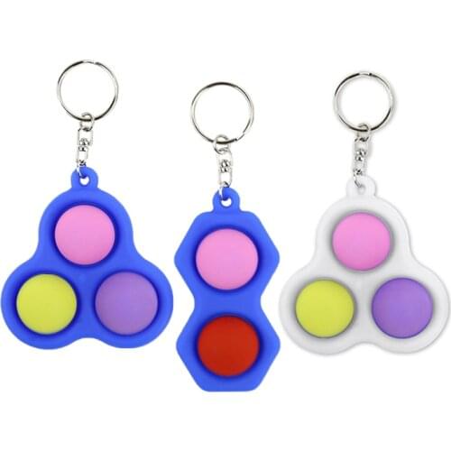 2Pcs Hot Sale Toys Set Silicone Push Bubble Keychain Toys Mini Stress Relief Game Toy Children Key Chain