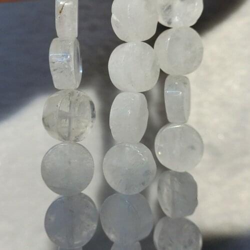 Fashion 80pcs Flat Round Clear Quartz Onyx Natural Stone Loose Beads Accessories For Jewelry Making DIY Bracelet Necklace Free