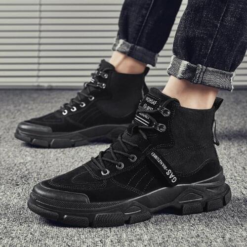 Martin Boots High Top British Mens Shoes Spring and Autumn Thick-soled Tooling Shoes Desert Boots Casual Canvas Sneakers Men