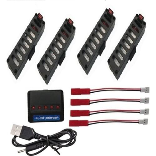 5pcs/set Battery charger sets with 3.7v 600mAh 25C Lipo Battery Part for Quadcopter Drone for JY018 WiFi mini rc drone