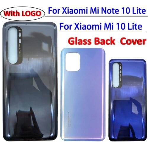For Xiaomi Mi 10 Lite Back Battery Door Housing Glass Panel Back Cover Case Mi10 Lite With Adhesive Tape Replacement Parts
