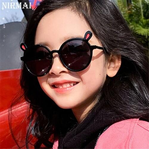 Rabbit Shape Frame Girls Sunglass Round Street Baby Boy Eyeglasses Cute Shades UV400 Polycarbonate Goggle Eyewear Children