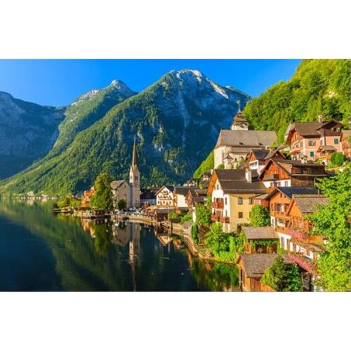 Hals lake The paper puzzle 1000 pieces ersion jigsaw puzzle white card adult childrens educational toys