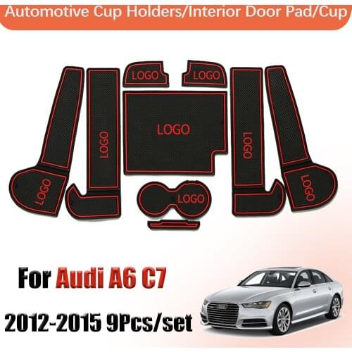 Door groove mat Anti-Slip Gate Slot Mats For Audi A6 C7 2012 - 2015 RS6 S6 Accessories Interior Door Pad Car Cup Holders