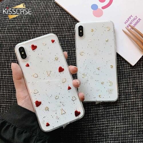 KISSCASE Epoxy Cute Cases for iPhone XS MAX X XS XR Case Glitter Shockproof Phone Cover Coque for iPhone 6 6s 7 8 Plus Case Capa