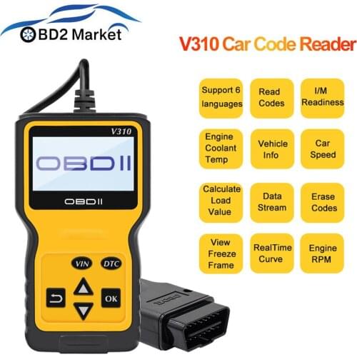 V310 Code Reader OBD2 Scanner V1.1 Auto diagnostic tool check Engine Fault Coolant Temp Car Speed Probe AD310 PK ELM327 V1.5