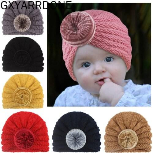 2021 Princess Baby Girl Hat Spring Winter Velvet Donut Knitted Hat Elastic Infant Bonnet Wool Beanie Toddler Cap Accessories