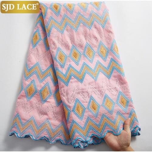 SJD LACE New Arrivals African Dry Lace Fabric With Many Stones Swiss Voile Laces In Switzerland 5Yards For Nigerian Woman A2487