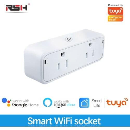 RSH 2 in 1 Smart Plug WiFi Socket US Power Monitor Timing Function SmartLife APP Control Works With Alexa Google Assistant