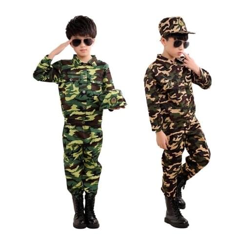 Special Forces Kids Clothing Army Military Scouting Uniform Se Camouflage Coat+Pants+Hat Training Performance Costumes 100-180CM