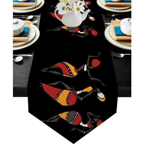 Dancer African Girl Tribal Culture Table Runner Modern Table Flag Home Party Country Wedding Decoration Tablecloth Table Runners