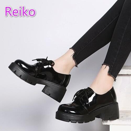 Trifle shoes small leather shoes womens 2021 spring and autumn thick-soled lace up British style student shoes platform heels