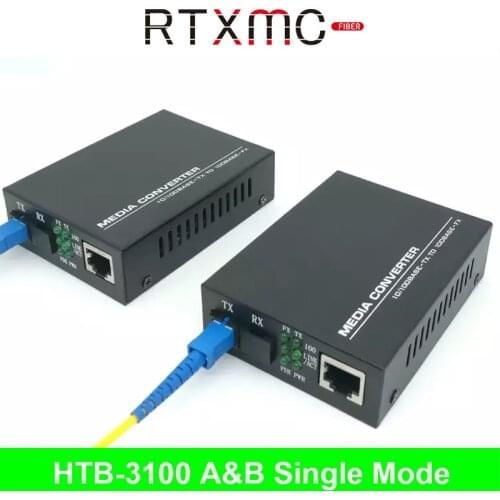 1Pair HTB-3100 Optical Fiber Media Converter Fiber Transceiver Single Fiber Converter 25km SC 10/100M Singlemode Single Fiber