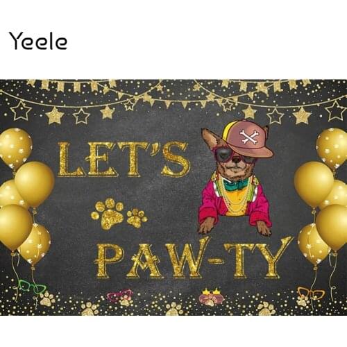 Yeele Photocall Lets PAW-TY Backdrop Balloon Glitter Pet Portrait Banner Background Photography For Photo Studio Photographic