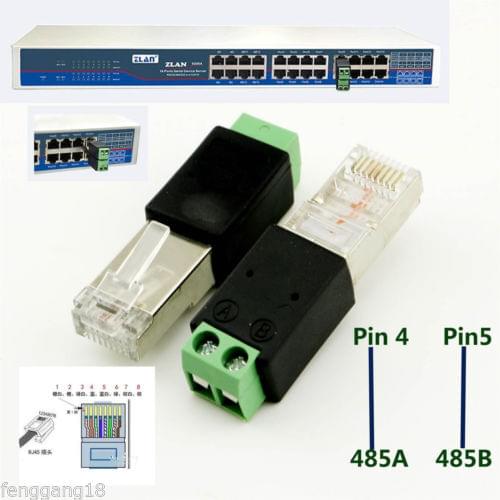 1pcs RJ45 Male to 485 2 Pin (4 5P) Screw Terminal Adapter Connector Splitter CCTV DVR