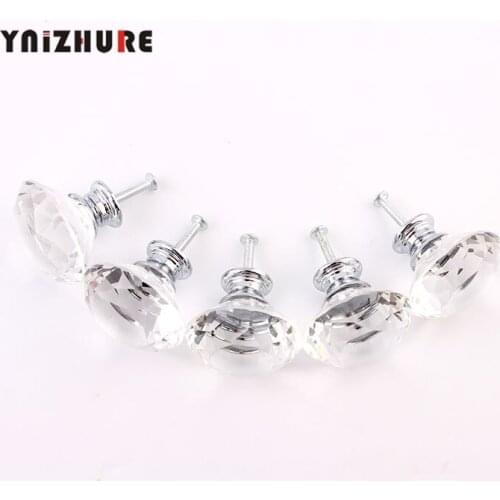 10PCS 40MM Luxury Clear Crystal Knobs Cabinet Drawer Handle Cabinet Hardware Accessories Furniture Decoration