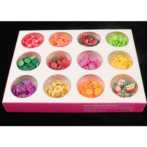 12 Boxes/set Nail Art Fruit Slices 3D Decoration For Nails DIY Design Polymer Clay Tiny Sticker Decals Acrylic Tips Accessories