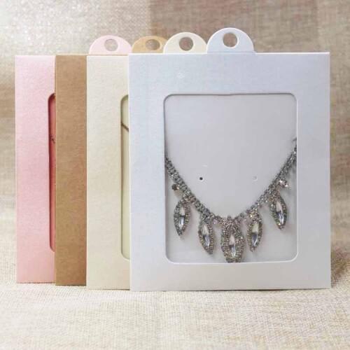 20pcs kraft/black/pink jewelry necklace package& display window hanger box DIY wedding greeting card/candy/gifts show case