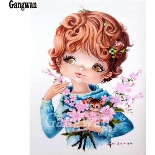 2019 Diamond Painting flower Cartoon Girl Diamond Mosaic Sale 5D Diamond Embroidery people Girl Rhinestone Picture kids painting