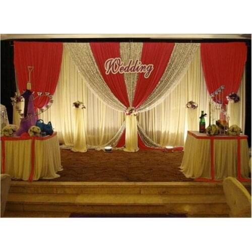 3M*6M White color ice silk Wedding Backdrop Curtains Silver Sequins drapes Wedding Props Satin Drape curtain party decoration