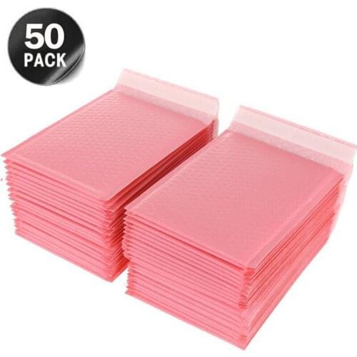 50pcs Pink Mailer Poly Pearl Envelope Bag For Bubble Envelope Mailer Office Packaging Padded Envelopes For Self Bag Shipping