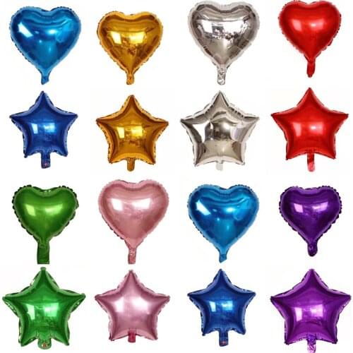 50pcs 5inch Foil Five-Pointed Star Balloons Heart balloon Wedding Decoration Silver GoldBalloons Birthday Wedding Party Supplies
