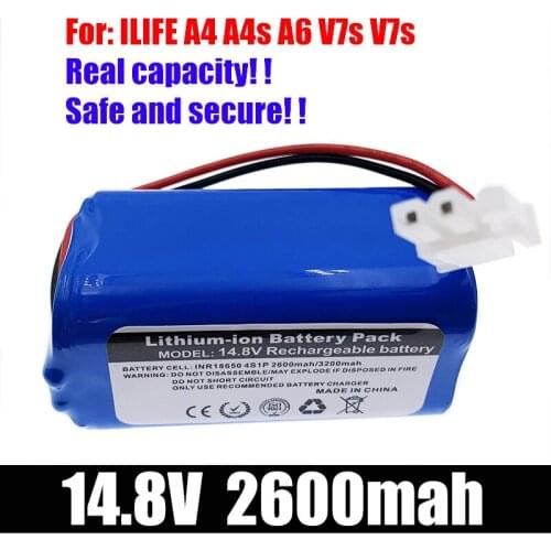 NEW/14.8V 2600mah 3200mah Lithium Battery For 14.4v ILIFE A4 A4s V7 A6 V7s Plus Robot Vacuum Cleaner ILife 4S1P Full Capacity