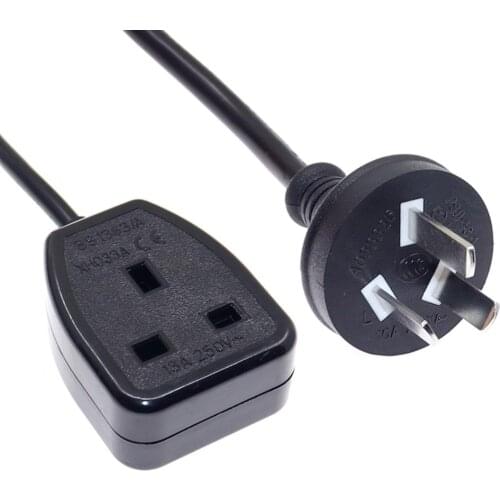 Australian Standard 10A Plug to UK BS1362 13A Socket Adapter Power Supply Extension Cord AU Connection WireLine