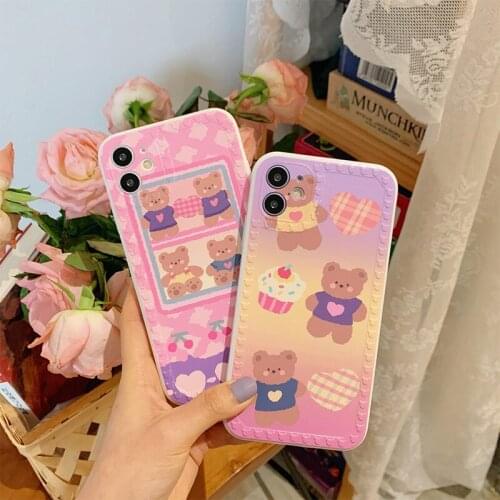 Phone case mobile shell for iphone11 XR XS 7/8/SE 2020 11pro Xs 7p/8plus X/Xs 12pro max 12mini Cartoon bear ins Cartoons cute