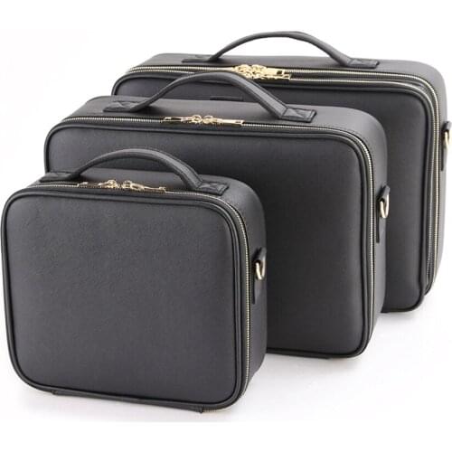 Travel Makeup Case PU Leather Professional Cosmetic Train Cases， tool boxes with compartments travel brush Brushes Bags