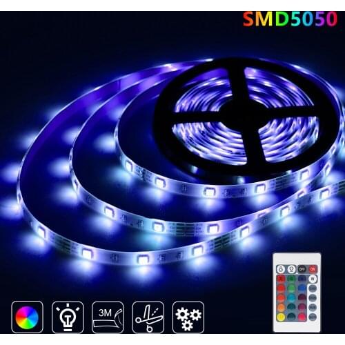 Flexible LED Strip Light RGB Ribbon Light Tape Colorful DIY LED Strip Lamp Waterproof rgb TV Background Lighting Decor Lamp 5050
