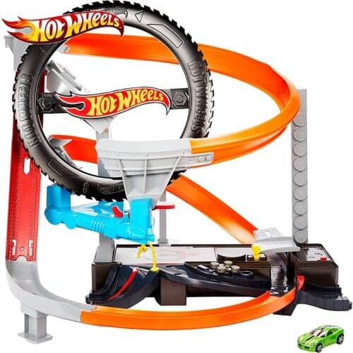 Hot Wheels City Hyper-Boost Tire Shop Play Car Track Building Double Annular Racing Road Super Sport Monteracer GJL16 For Boys
