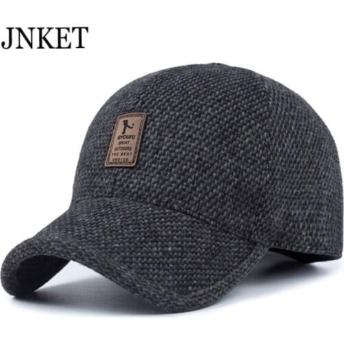 JNKET Winter Outdoor Adult and Elderly Men Felt Hat Adjustable Sports Baseball Cap Thickened Cotton Warm Earflap Hats for men