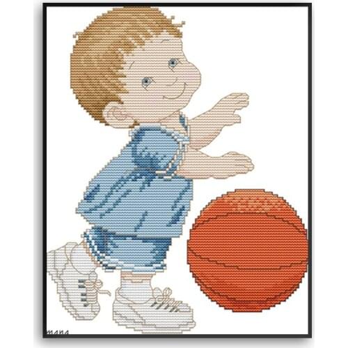 Joy Sunday Cross Stitch Patterns Basketball Baby 14CT 11CT Counted Printed Cross Stitch Kits Handmade Embroidery Needlework DIY