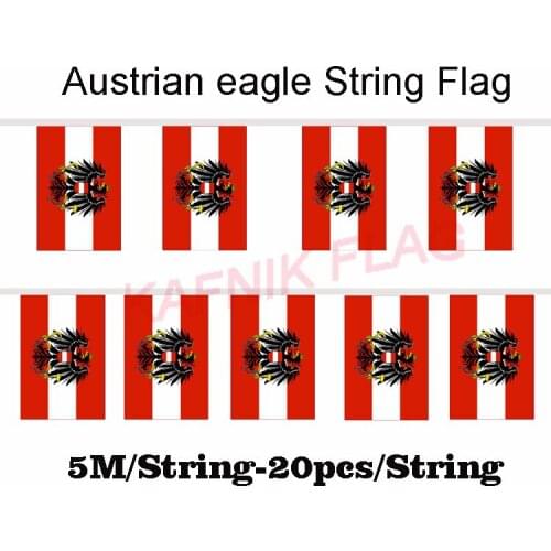 KAFNIK,5 meters 20 faces 14*21CM Austrian eagle String Flag Banner Bar For Party Decoration/World Event Carnival Decor