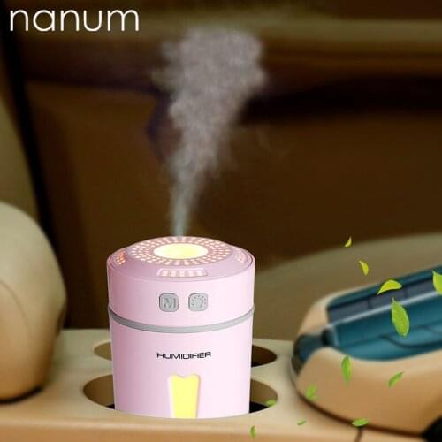 Creative Car Essential Oil Diffuser Mini Ultrasonic Happy Cup humidifier LED Light USB Aromatherapy Fogger for Office Home